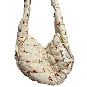 Cherry Print Quilted Shoulder Bag